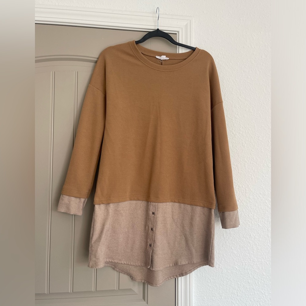 Love Riche Brown and Tan Midi Dress